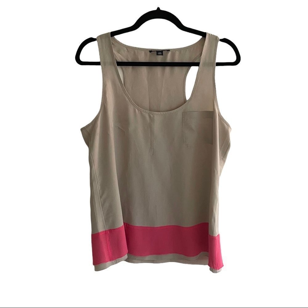 BANANA REPUBLIC Silk Sleeveless Blouse Tank Top Tan Pink S